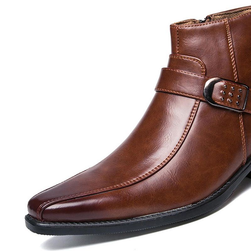 Herren Retro Rutschfeste Freizeit Lederstiefel