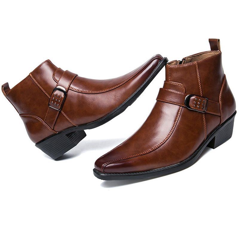 Herren Retro Rutschfeste Freizeit Lederstiefel