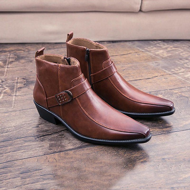 Herren Retro Rutschfeste Freizeit Lederstiefel