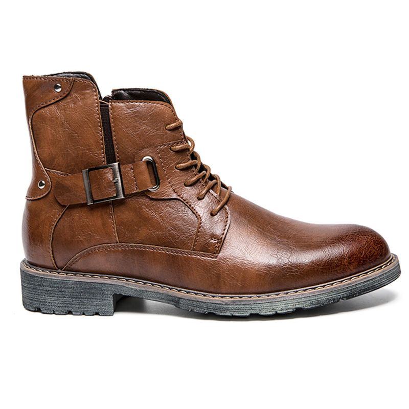 Herren Retro Rutschfeste Freizeit Lederstiefel