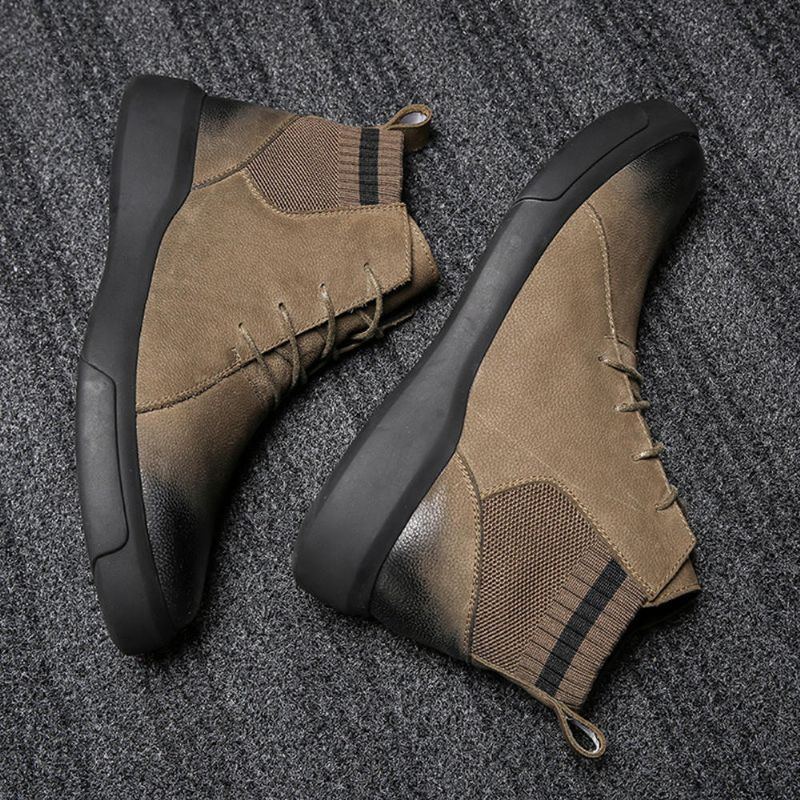 Herren Retro Stilvolle Schuhzehe Lässige Lederstiefeletten