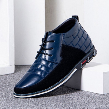 Herren Runde Zehe Bequeme Weiche Sohle Schnürschuhe Business Casual Leder Stiefeletten