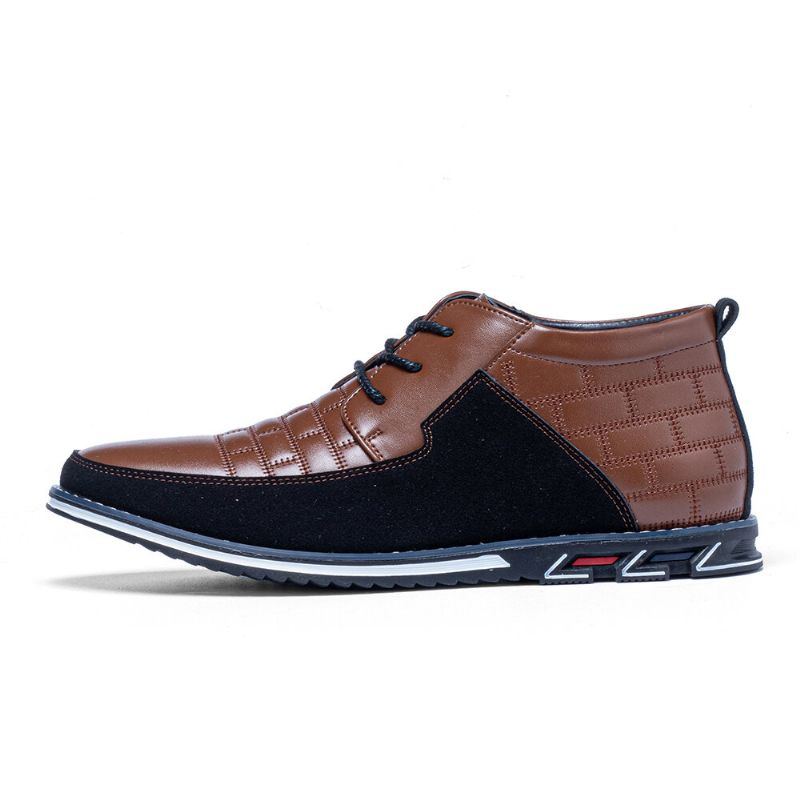 Herren Runde Zehe Bequeme Weiche Sohle Schnürschuhe Business Casual Leder Stiefeletten