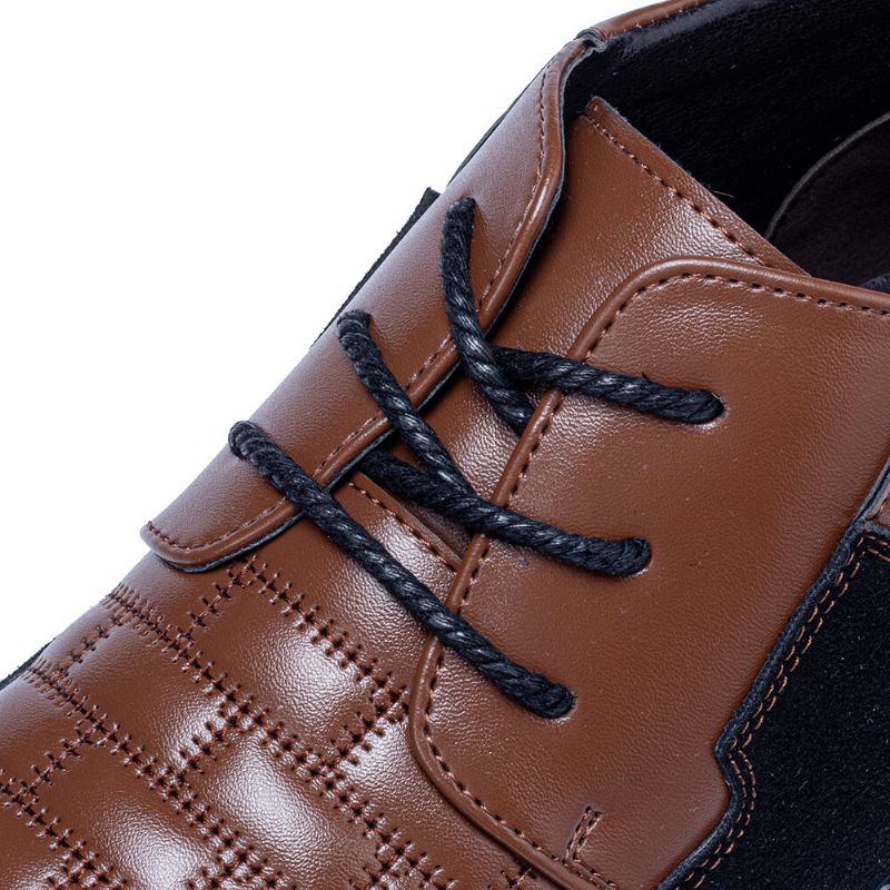 Herren Runde Zehe Bequeme Weiche Sohle Schnürschuhe Business Casual Leder Stiefeletten