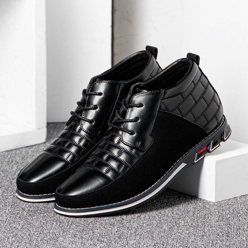 Herren Runde Zehe Bequeme Weiche Sohle Schnürschuhe Business Casual Leder Stiefeletten