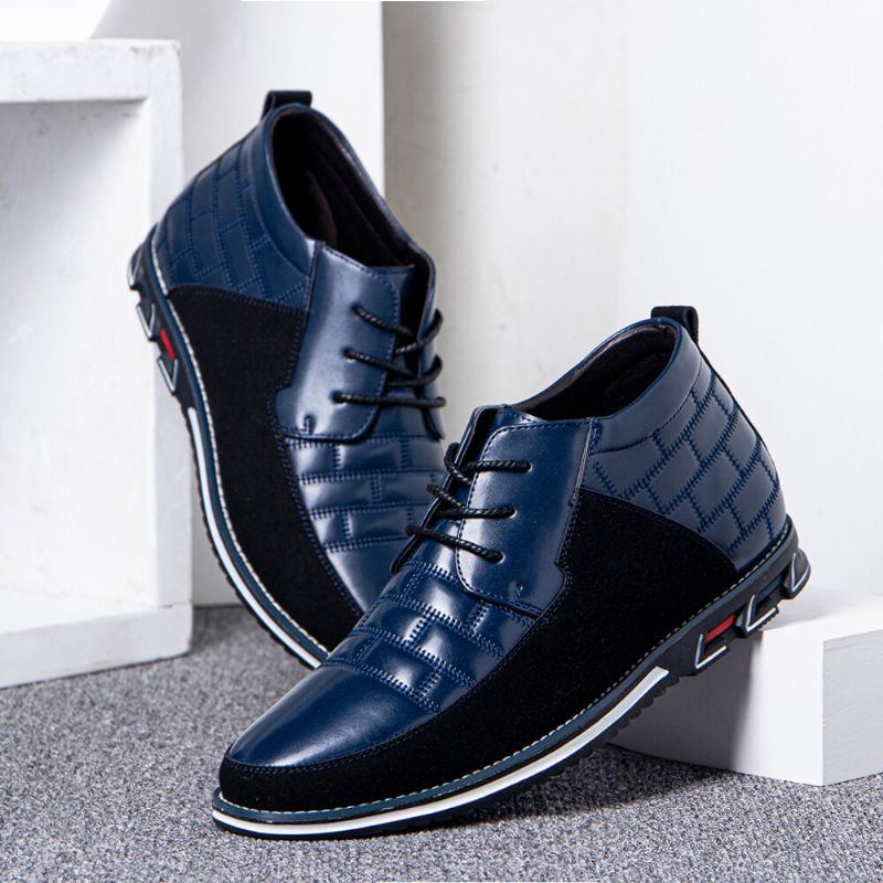 Herren Runde Zehe Bequeme Weiche Sohle Schnürschuhe Business Casual Leder Stiefeletten