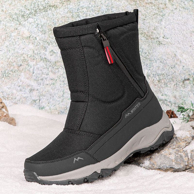 Herren Schneestiefel Mit Seitlichem Reißverschluss Wasserdicht Rutschfest Verschleißfest Verdicken Und Samtig Warm