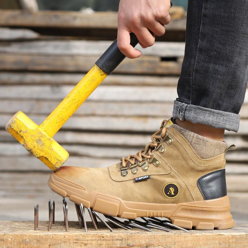 Herren Sicherheitsstiefel Aus Synthetischem Wildleder Mit Stahlkappe Rutschfest Und Pannensicher