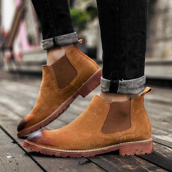 Herren Stiefeletten Aus Wildleder Im England Stil Mit Weicher Sohle