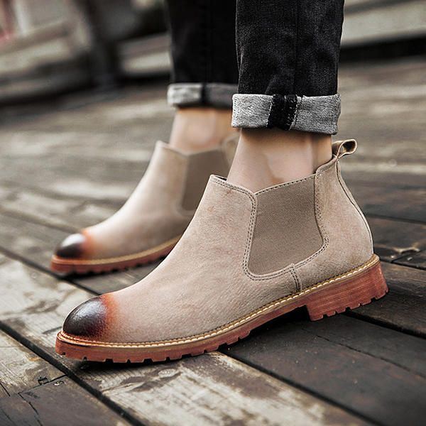 Herren Stiefeletten Aus Wildleder Im England Stil Mit Weicher Sohle