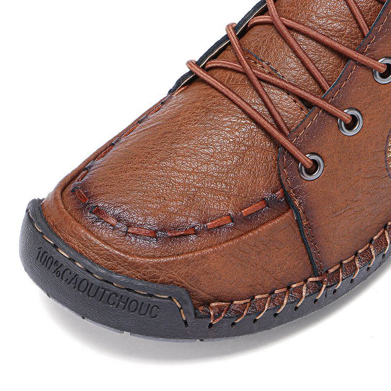 Herren Stitching Leder Anti Kollisions Zehenkappe Rutschfeste Weiche Sohle Lässige Stiefeletten