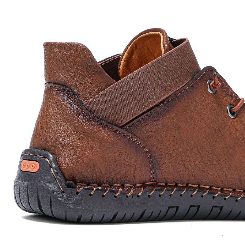 Herren Stitching Leder Anti Kollisions Zehenkappe Rutschfeste Weiche Sohle Lässige Stiefeletten