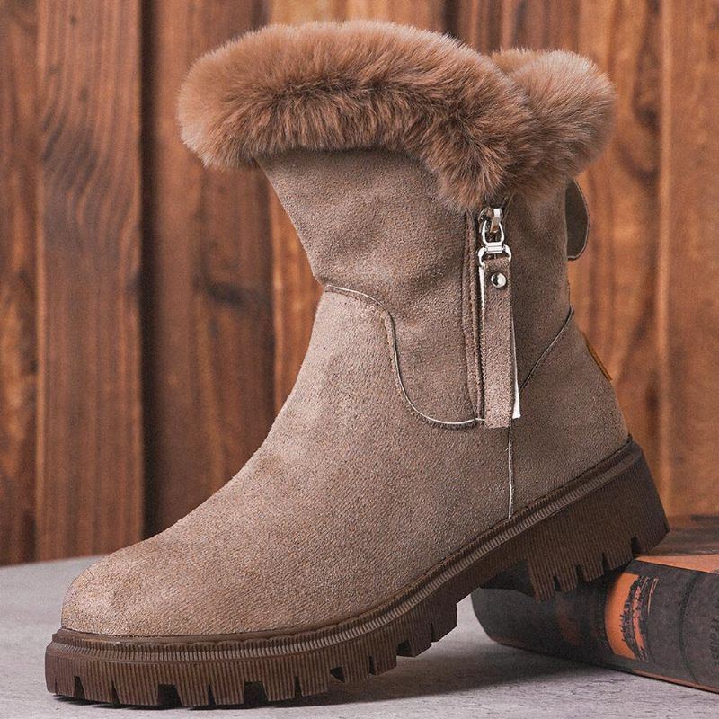 Lässige Bequeme Winter Schneestiefel Mit Seitlichem Reißverschluss Für Damen In Großen Größen