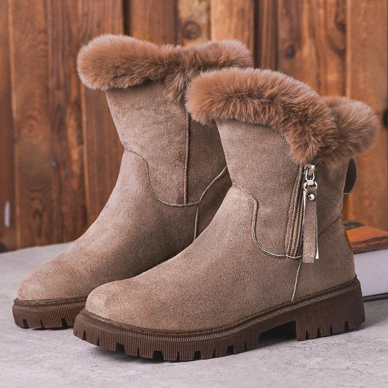 Lässige Bequeme Winter Schneestiefel Mit Seitlichem Reißverschluss Für Damen In Großen Größen