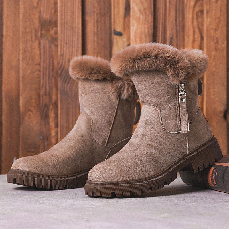 Lässige Bequeme Winter Schneestiefel Mit Seitlichem Reißverschluss Für Damen In Großen Größen