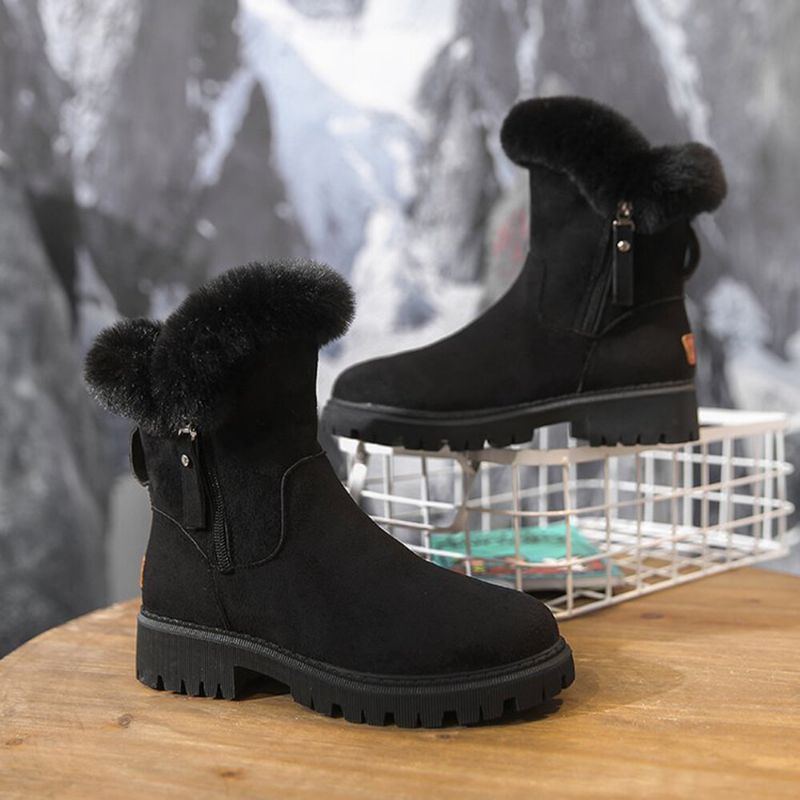 Lässige Bequeme Winter Schneestiefel Mit Seitlichem Reißverschluss Für Damen In Großen Größen