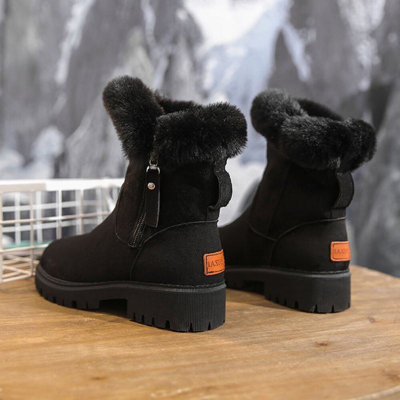 Lässige Bequeme Winter Schneestiefel Mit Seitlichem Reißverschluss Für Damen In Großen Größen