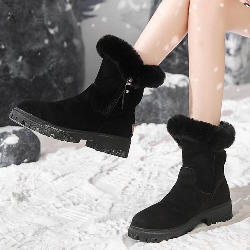 Lässige Bequeme Winter Schneestiefel Mit Seitlichem Reißverschluss Für Damen In Großen Größen