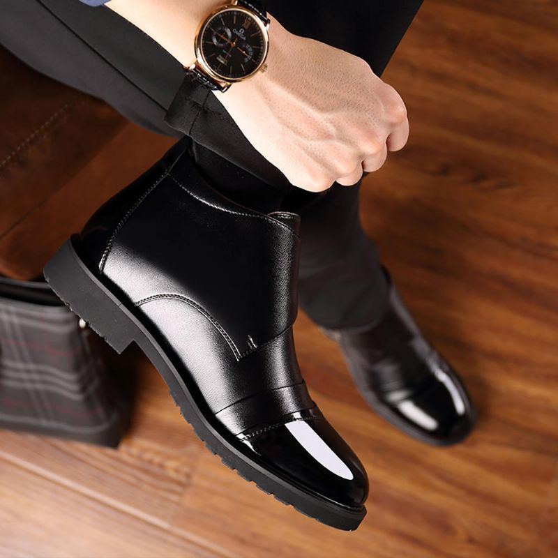 Lässige Business Stiefeletten Mit Warmem Plüschfutter Und Weicher Sohle Für Herren