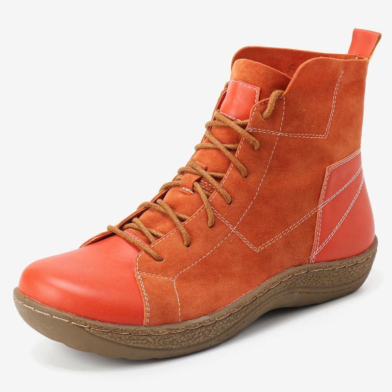 Lässige Retro Spicing Schnürstiefeletten Für Damen Mit Rutschfestigkeit