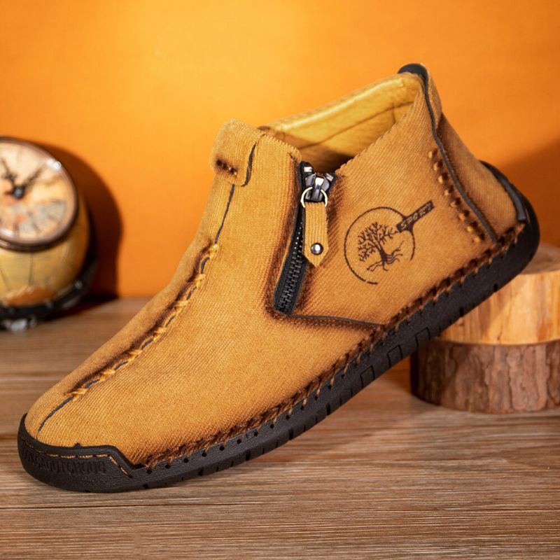 Lässige Stiefeletten Aus Handgenähtem Leder Für Herren Aus Cord