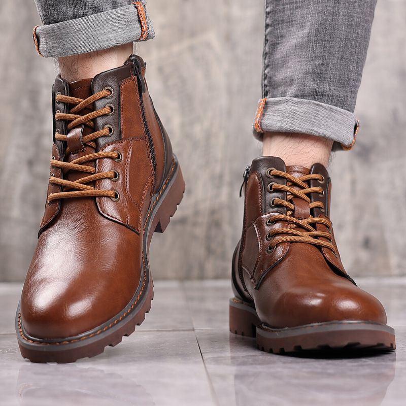 Lässige Stiefeletten Aus Weichem Leder Im Retro Cowboy Stil Für Herren