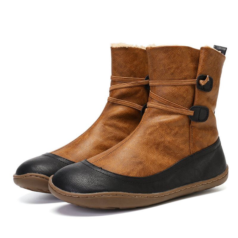 Lässige Stiefeletten Mit Weicher Sohle Und Rutschfestem Pelzfutter Für Damen