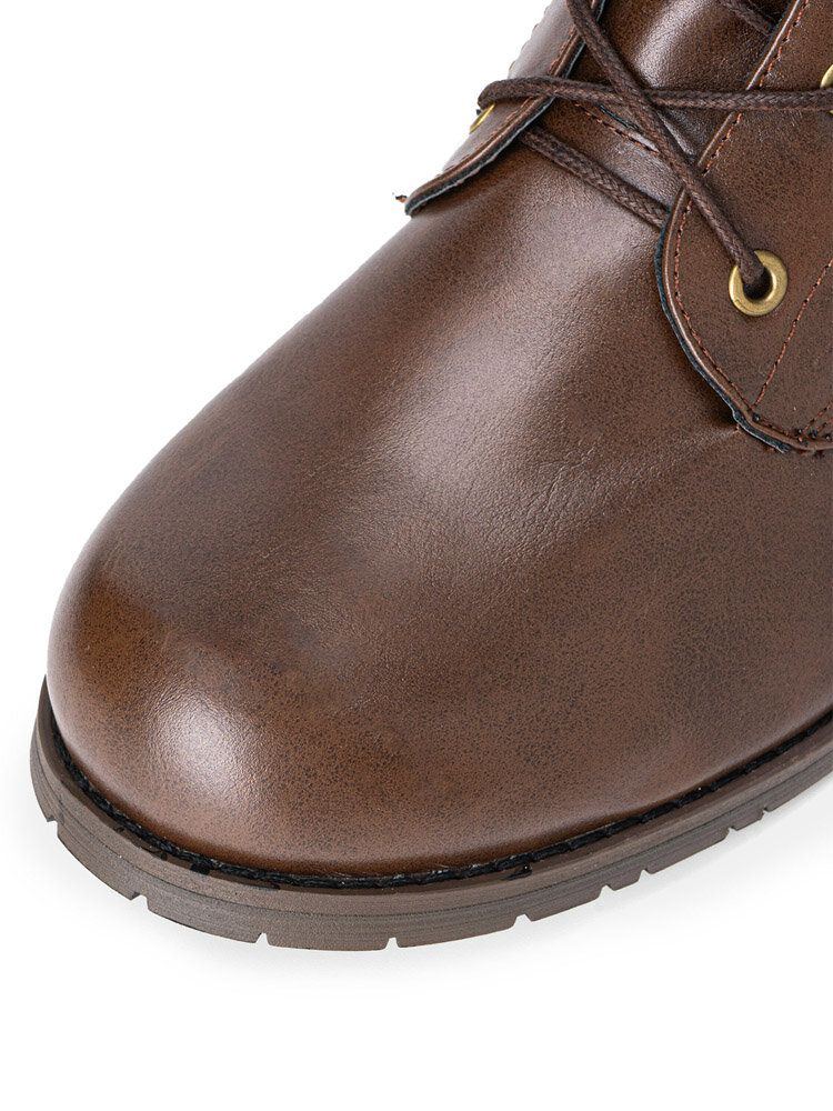 Lässige Westernstiefel Zum Schnüren Im Retro Stil Mit Rutschfesten Knöpfen Für Herren