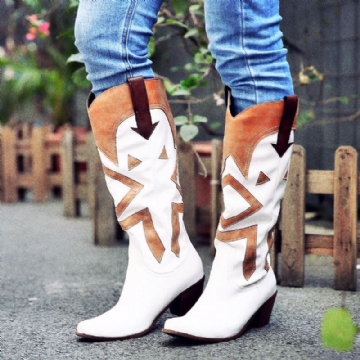 Lange Cowboystiefel Für Damen Mit Spitzer Zehenpartie Und Hohem Quadratischem Absatz