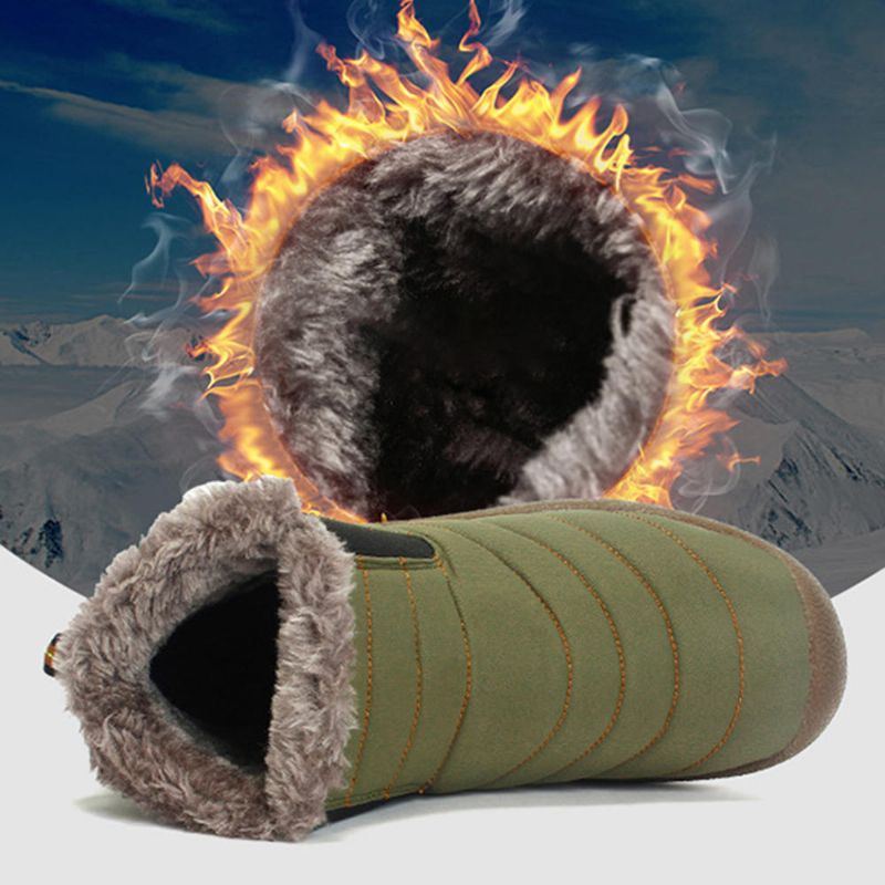 Herren Big Size Warm Fluff Wasserdichte Schneestiefel