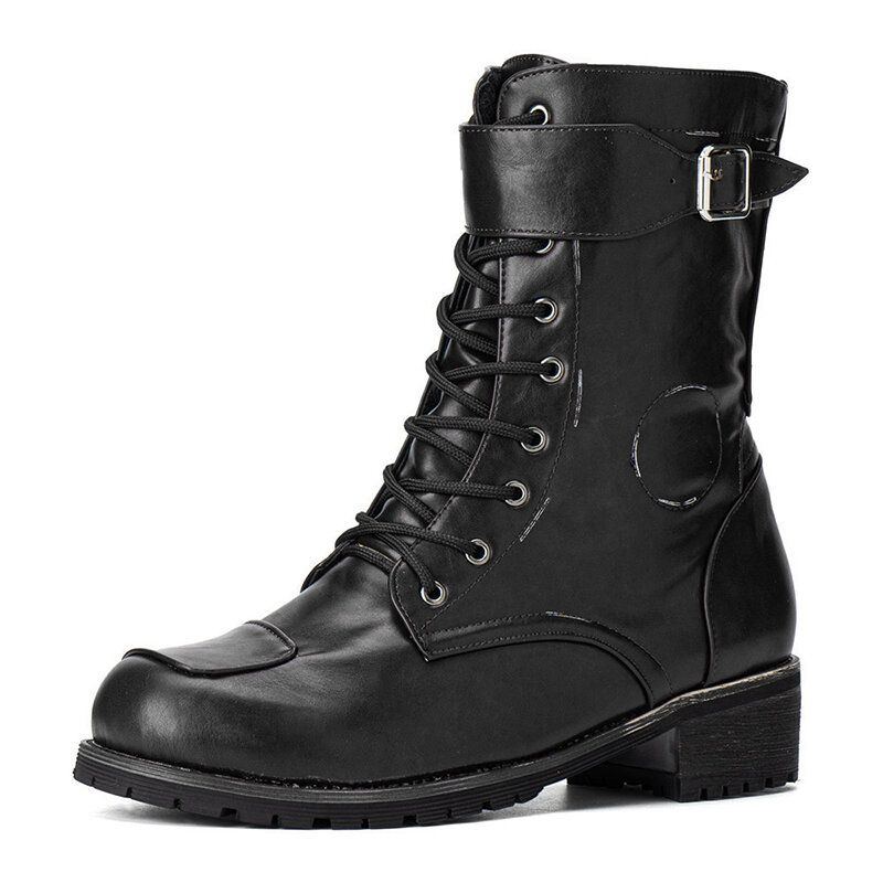 Herren Pu Rutschfester Seitlicher Reißverschluss Zum Schnüren Retro Freizeitstiefel