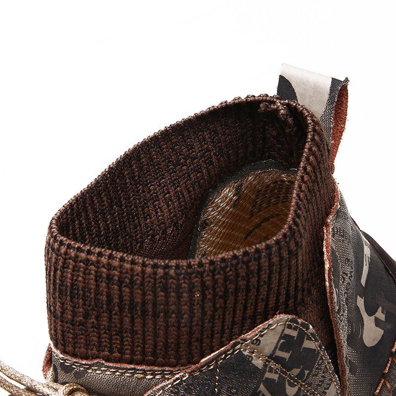 Herren Rindsleder Camouflage Gewürz Weave Sock Mouth Lässige Stiefeletten