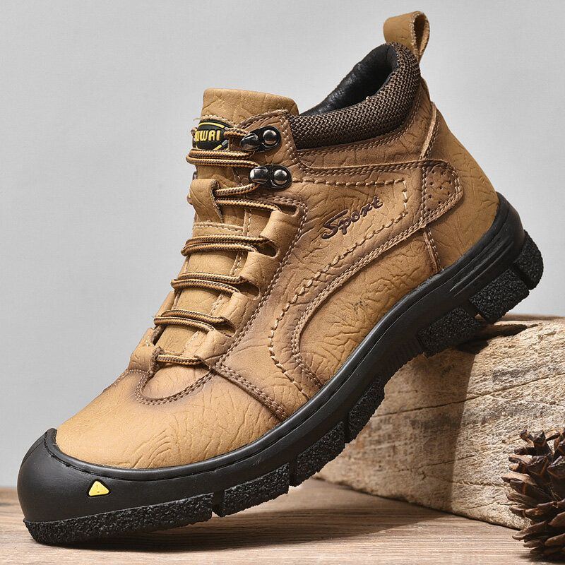 Herren Rindsleder Verdicken Warmes Plüschfutter Outdoor Casual Tooling Boots