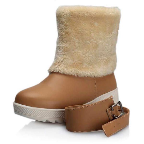 Pelzfutter Hält Warm Damen Winter Lässig Flache Schneestiefel