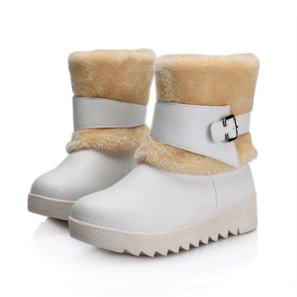 Pelzfutter Hält Warm Damen Winter Lässig Flache Schneestiefel