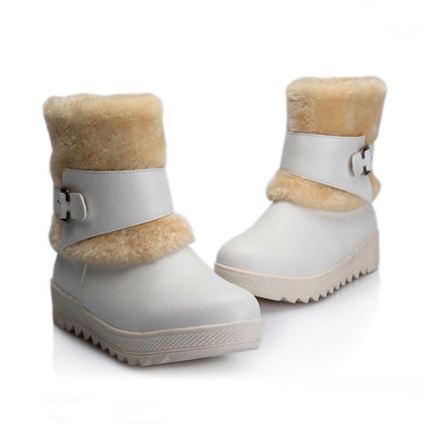 Pelzfutter Hält Warm Damen Winter Lässig Flache Schneestiefel