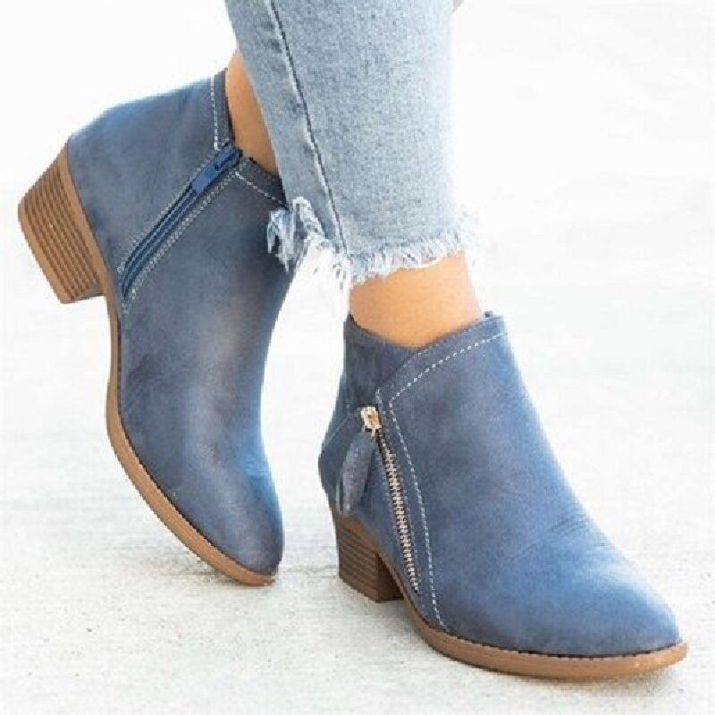 Plus Size Damen Casual Zipper Chunky Heel Short Single Boots