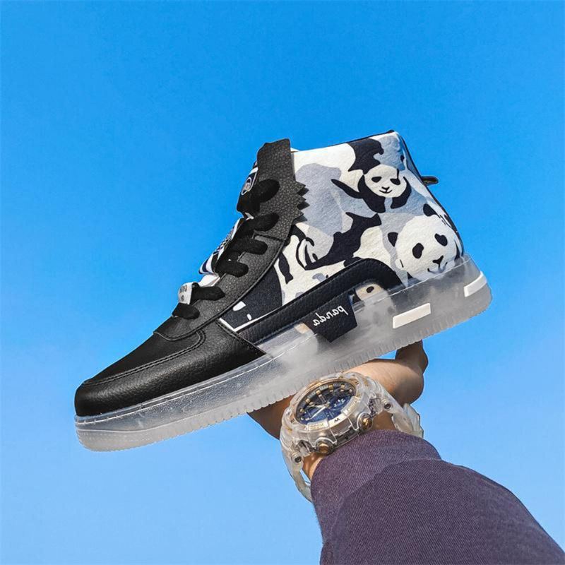 Plus Size Damen Cute Panda Print Comfy Skateboard Boots