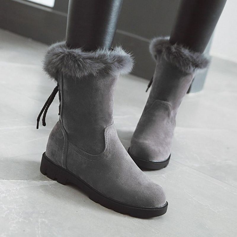 Plus Size Damen Lässige Riemen Warmes Plüschfutter Mittlere Waden Schneestiefel