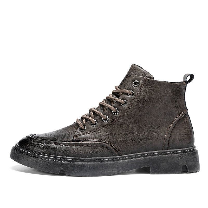 Reine Farbe Für Herren Rutschfeste High Top Schnürstiefel