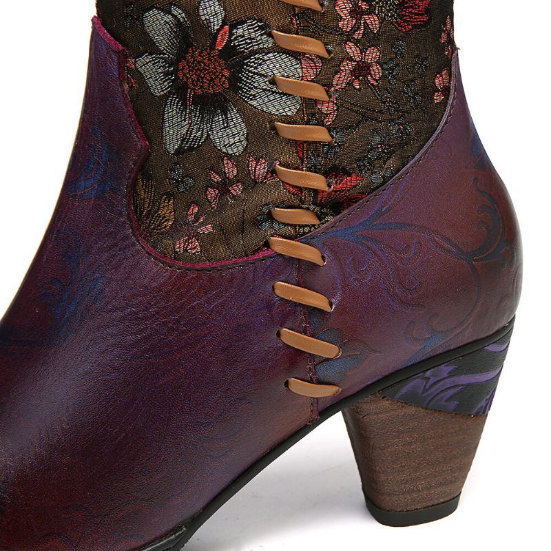 Retro Sonnenblumen Damen Retro Sonnenblume Handgefertigt Aus Echtem Leder Naht Wadenmitte Westernstiefel