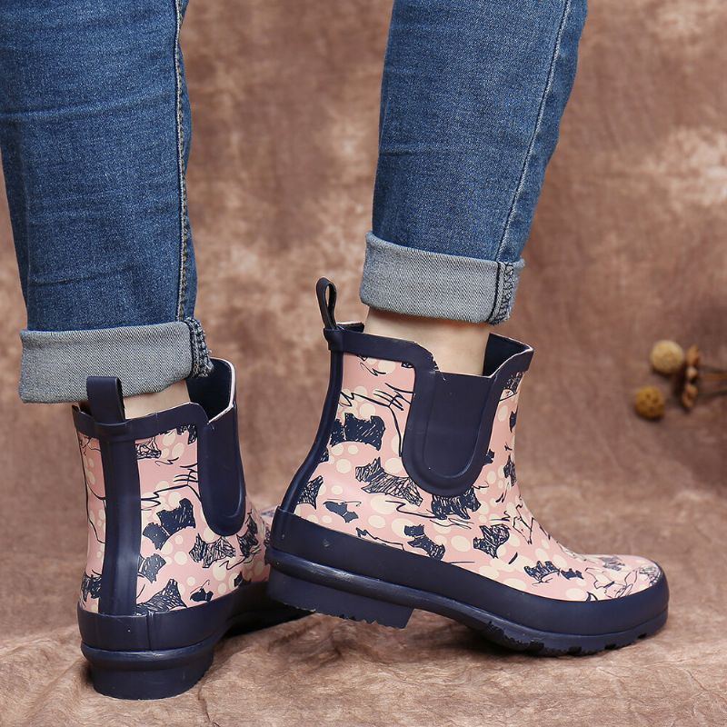 Rutschfeste Wasserdichte Chelsea Bootie Regenstiefel Aus Naturkautschuk Für Damen