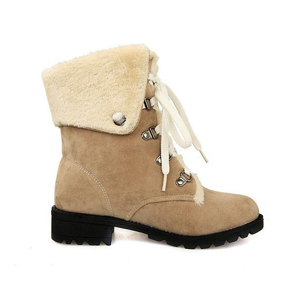 Schneestiefel Winter Damen Warm Halten Flache Schnürschuhe