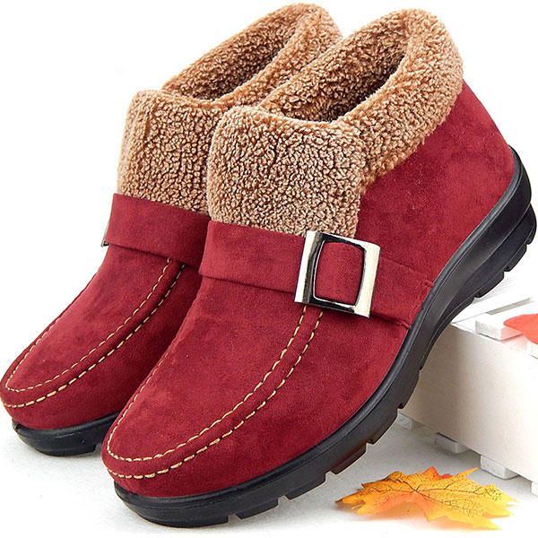 Stiefeletten Damen Winter Pelzfutter Warmhaltende Schneestiefel