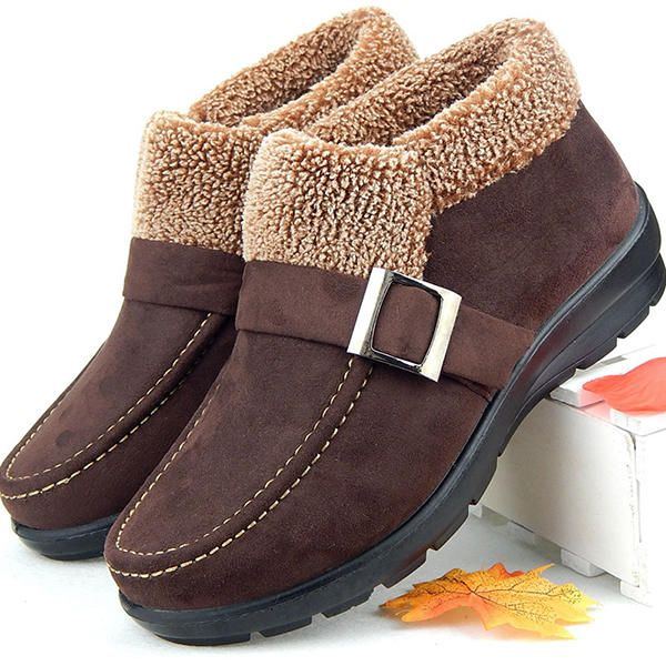 Stiefeletten Damen Winter Pelzfutter Warmhaltende Schneestiefel