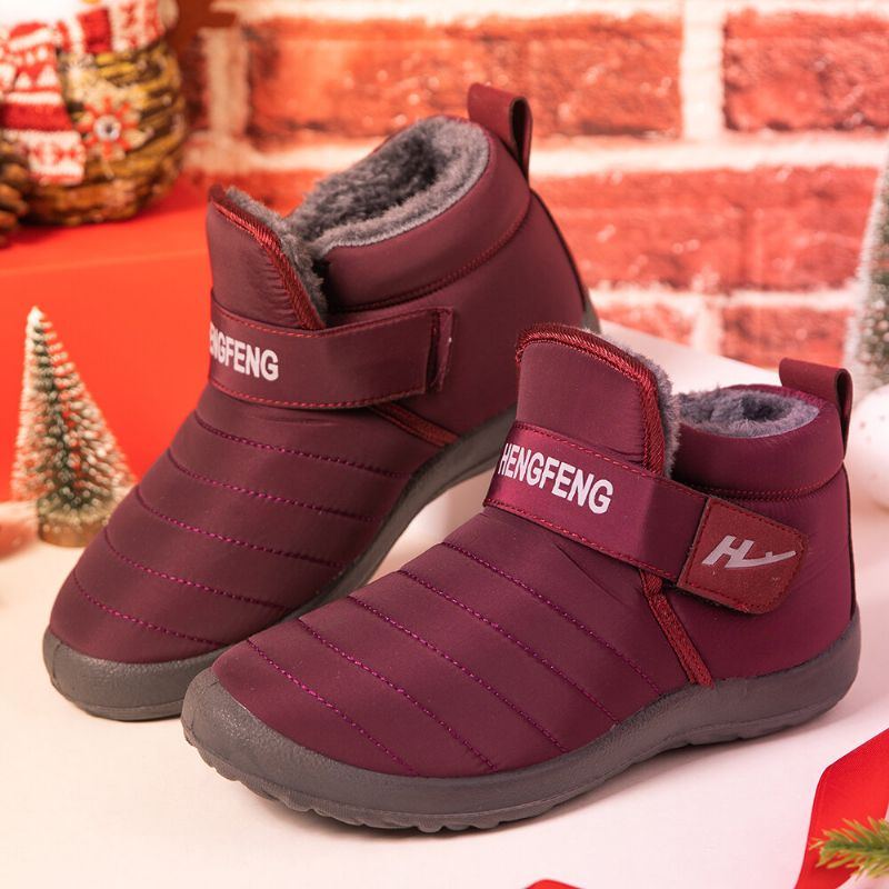 Warm Gefütterte Damen Schneestiefel Mit Klettverschluss Und Rutschfestem Samt