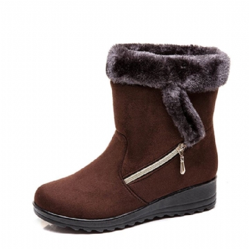 Warm Gefütterte Winter Schneestiefel Aus Wildleder Mit Keilabsatz Für Damen