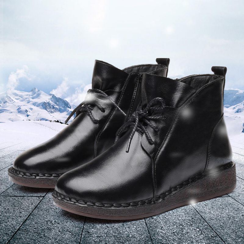 Warme Damenstiefel Aus Weichem Leder