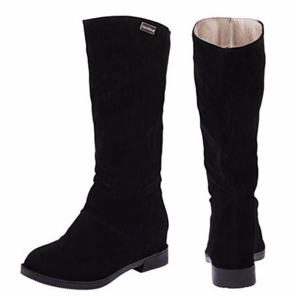 Warme Einfarbige Wildleder Winter Schnee Halbwadenstiefel Für Damen