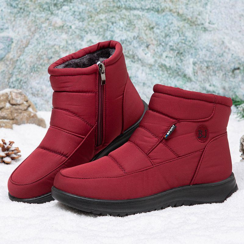 Warme Gefütterte Damen Schneestiefel Zum Hineinschlüpfen Und Aus Samt